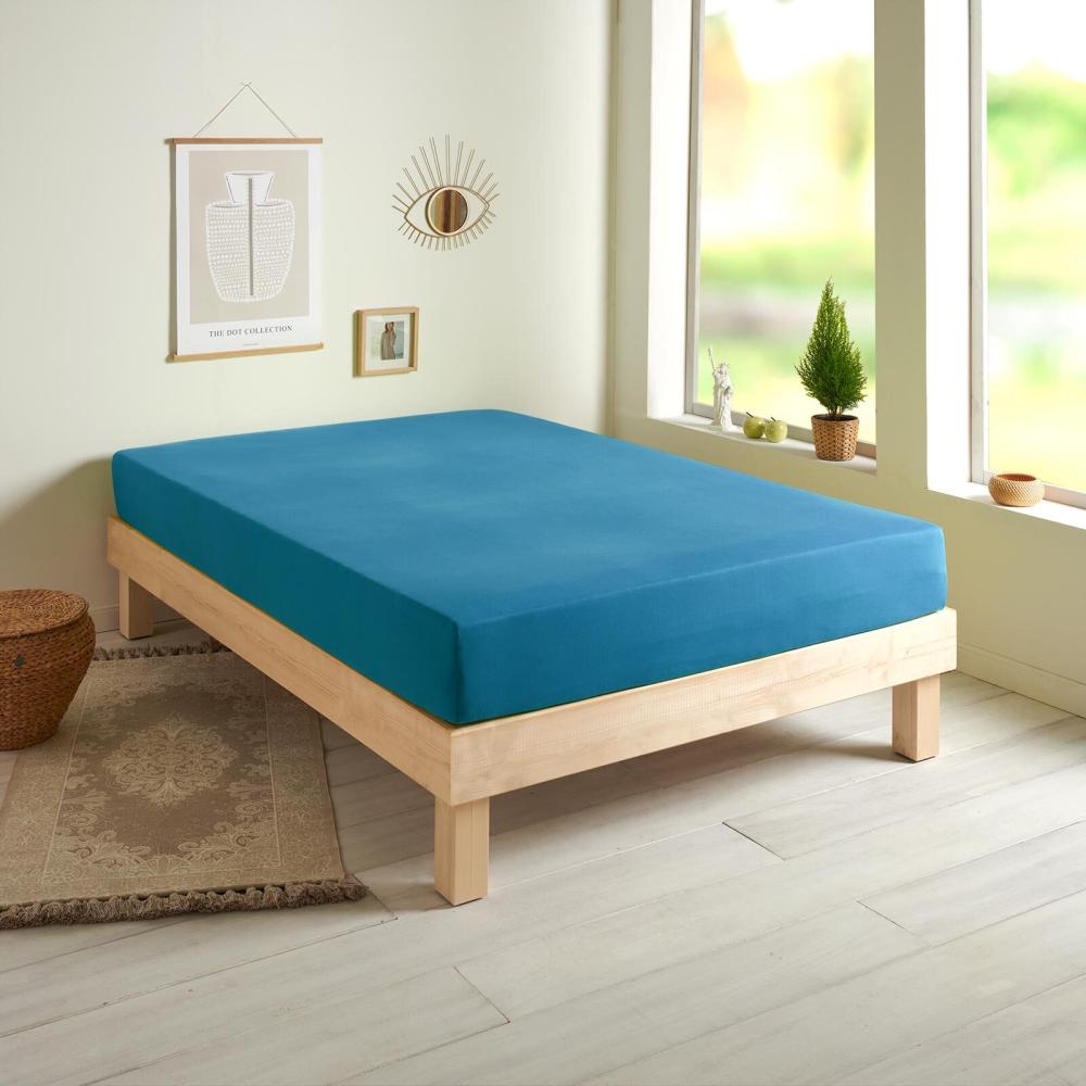 Traumschlaf 'Basic' Spannbettlaken, Single Jersey blau, 90x220cm-100x220cm Bild 1