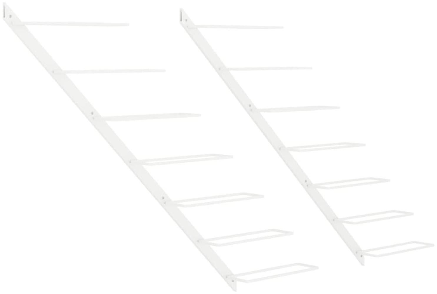 vidaXL Wand-Weinregale für 7 Flaschen 2 Stk. Weiß Metall 340898 Bild 1