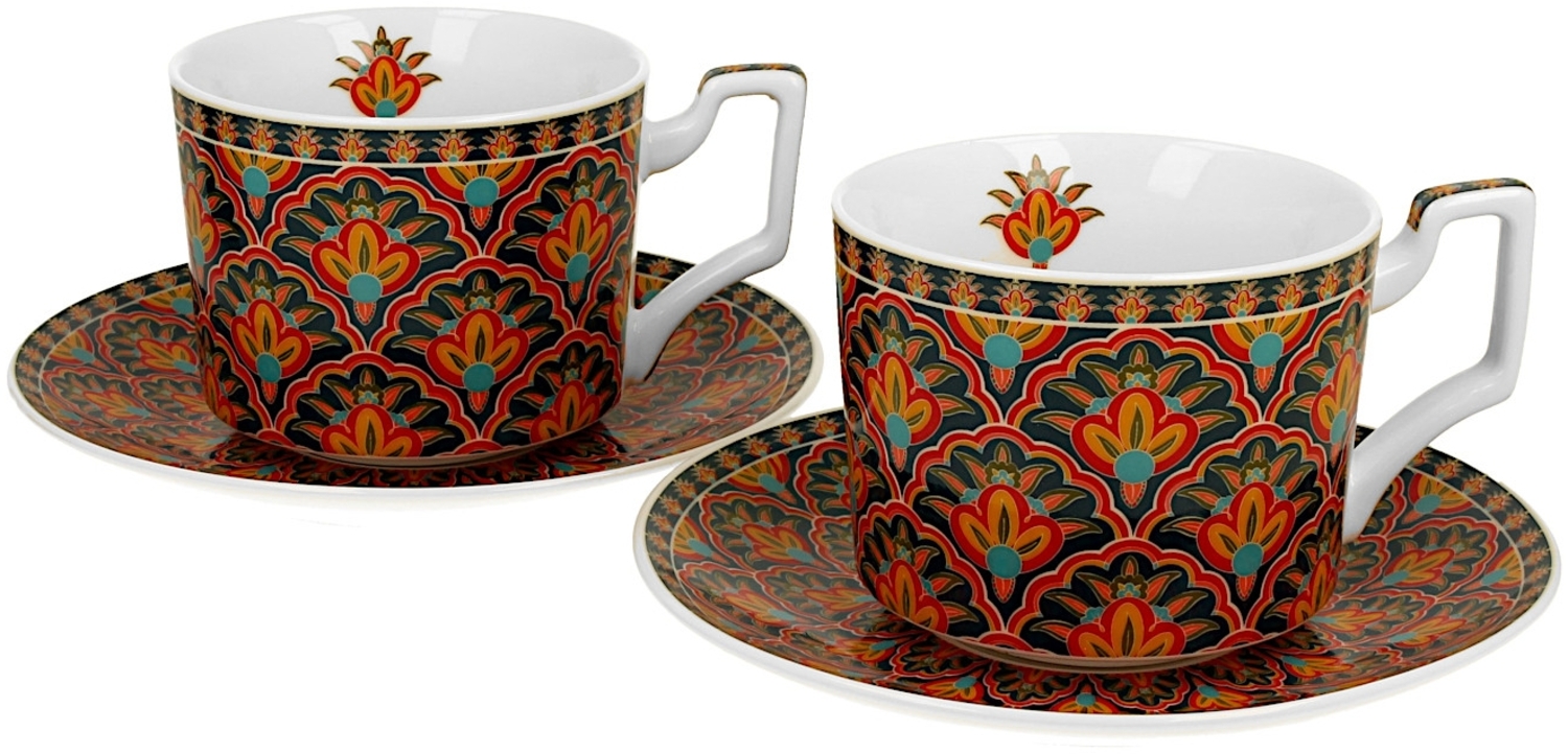 DUO GEOMETRIC 2er-Set Luxus Tassen 250 ml FESTUM, mit Untertassen, New Bone China Porzellan Bild 1