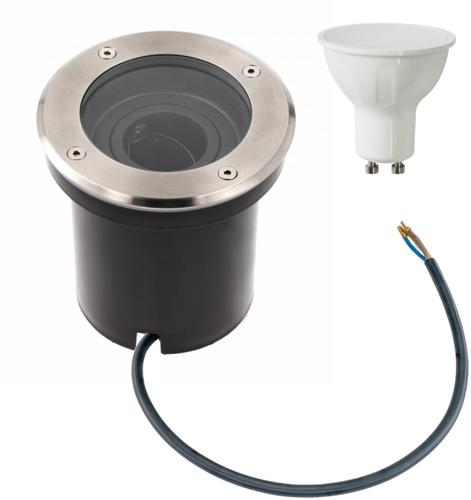 7 Watt runde LED Einabu Boden-Spot Bodenleuchte Bodenstrahler Wegleuchte | schwenkbar aus Edelstahl | Ø130 x 129mm (B. x H.) | 520 Lumen | Kaltweiß (6000 K) Bild 1