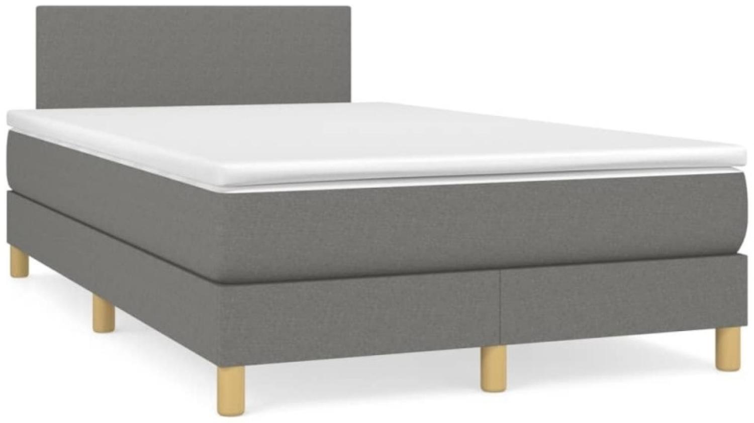 vidaXL Boxspringbett mit Matratze und LED-Beleuchtung, Stoff dunkelgrau, 120x190 cm Bild 1