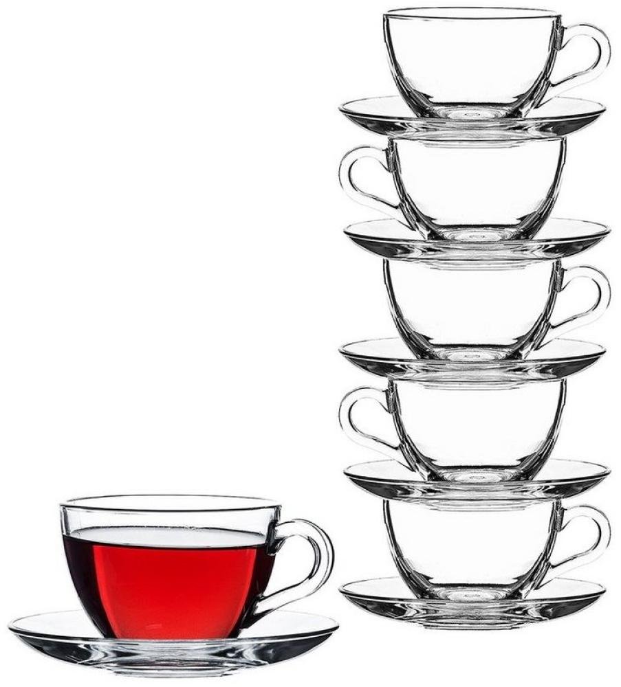 Pasabahce Dajar 6er Set Teegläser-Set Kaffee Basic Cup 12-Teilig mit Unterteller transparent Bild 1