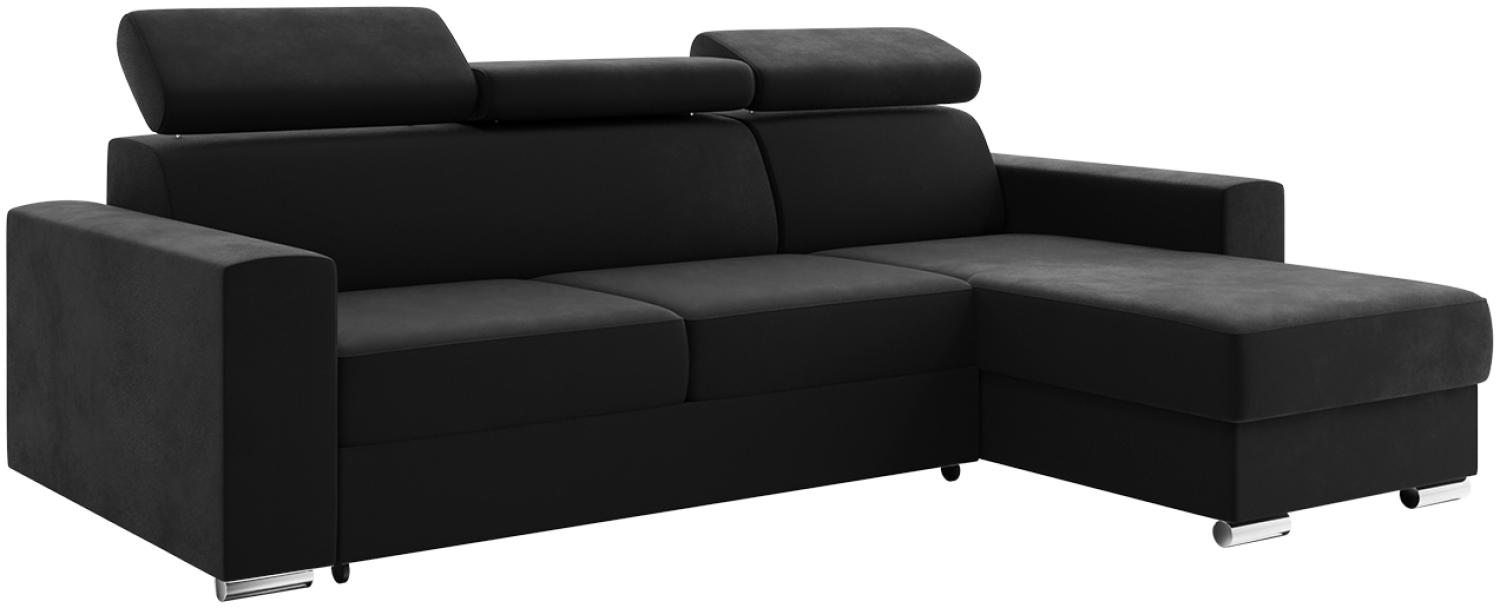 Meblini 'Voss' Schlafcouch mit Bettkasten, Samtstoff, 242 x 168 x 79 cm, Schwarz, Rechts Bild 1