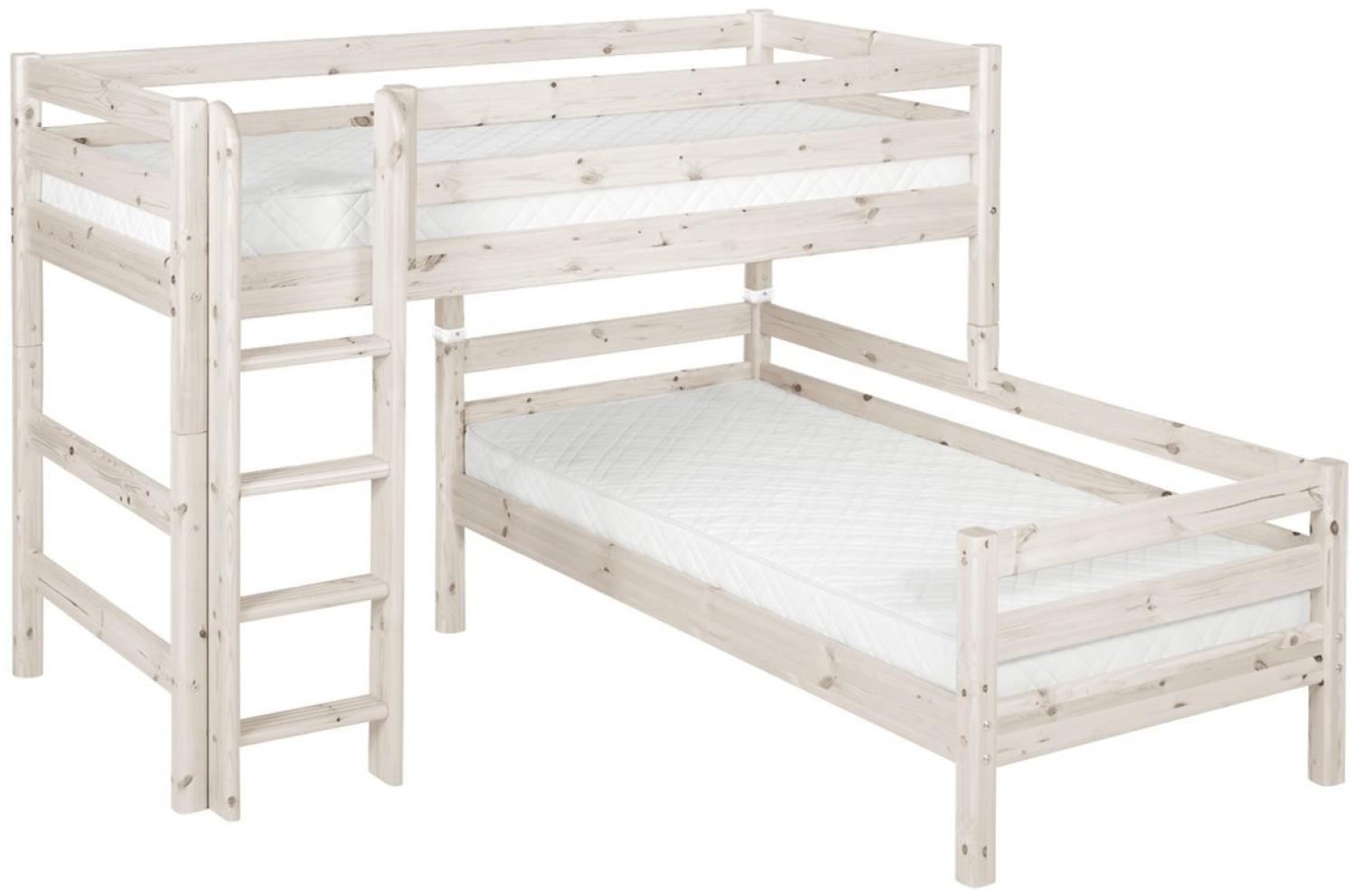 Flexa 'Classic' Etagenbett weiß, gerade Leiter, 90x190 cm Bild 1
