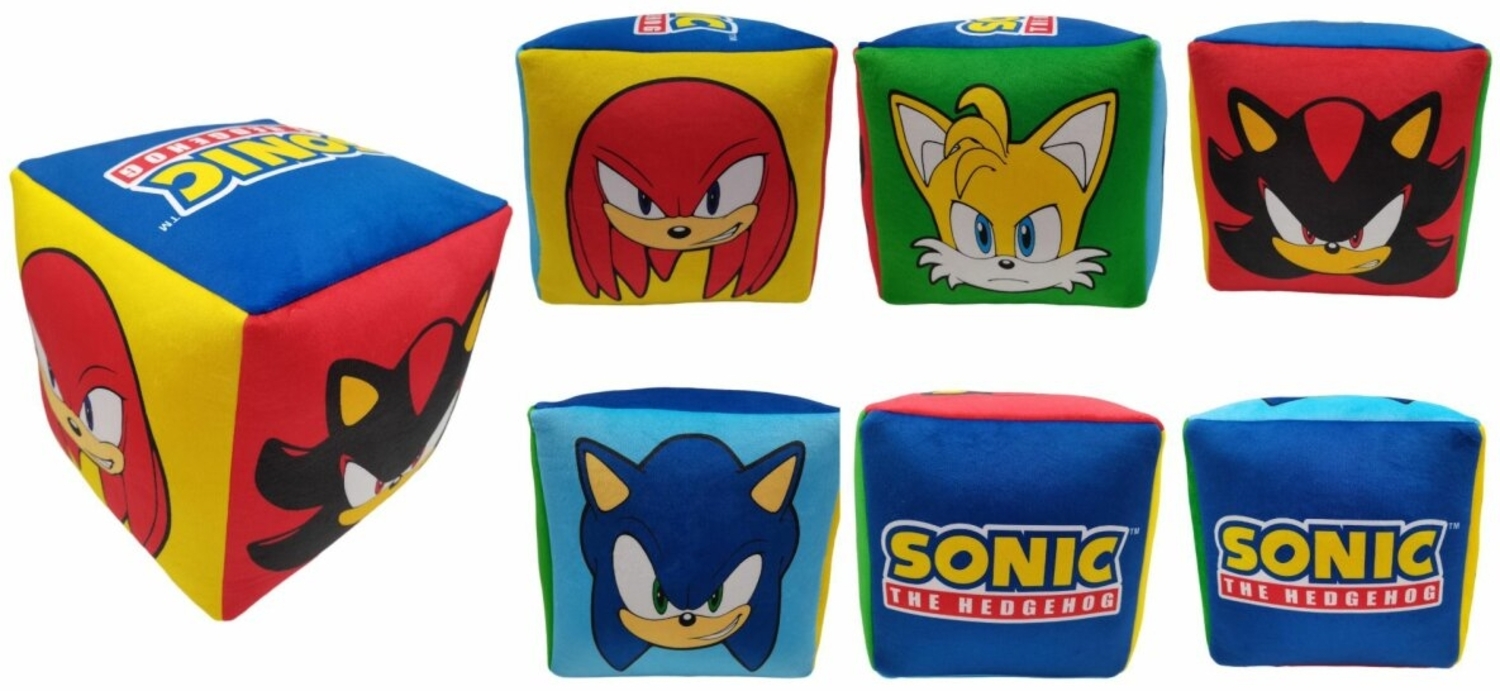 Sonic Würfelkissen Weiches Polyester-Kuschelkissen 25x25x25 cm Bild 1