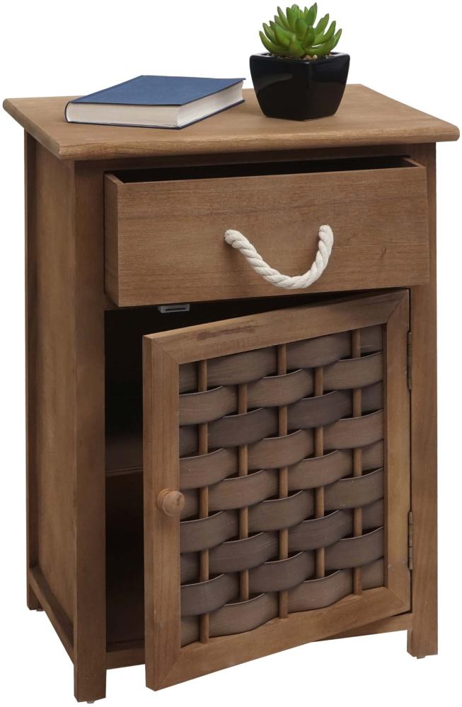 Kommode HWC-K83, Schrank Schubladenschrank, Holz 55x39,5x28,5cm ~ dunkelbraun, Polyrattan dunkelbraun Bild 1