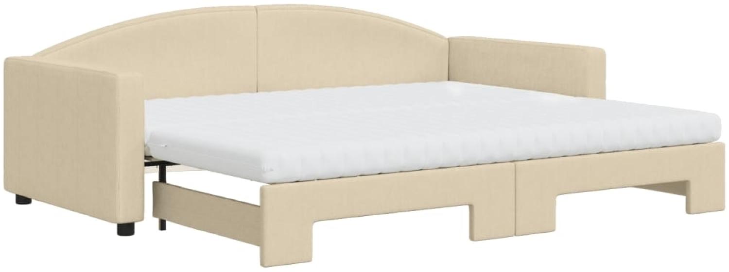 vidaXL Tagesbett Ausziehbar mit Matratzen Creme 90x200 cm Stoff 3197210 Bild 1