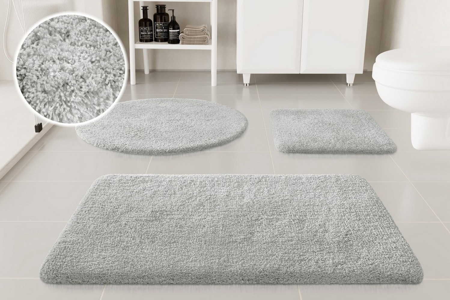 OTTO home Badematte Kaarin, Höhe 30 mm, rutschhemmend beschichtet, schnell trocknend, Polyester, rechteckig, Badteppich, getuftet, flauschig, hochflor, große Farbauswahl Bild 1
