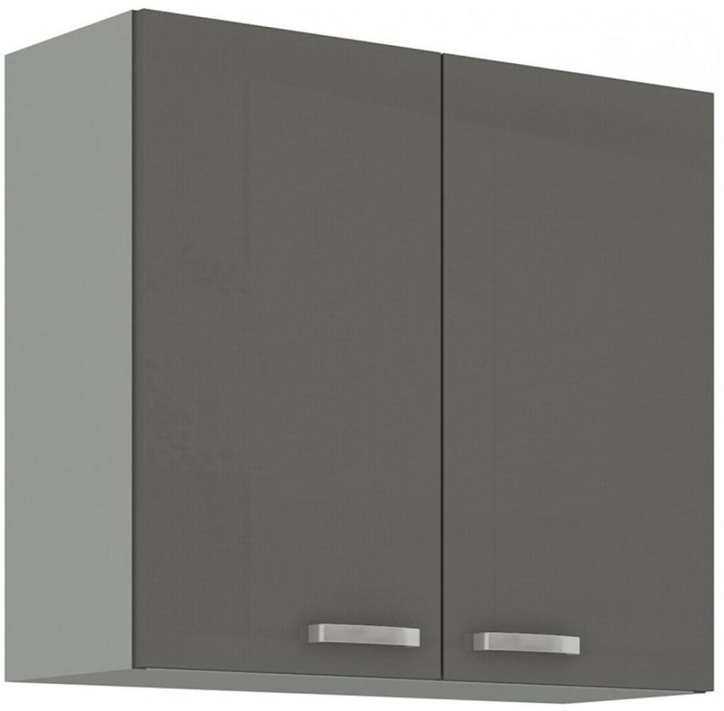 Küchen Hängeschrank 80 Hochglanz Grau Küchenzeile Küchenblock Küche Grey Bianca Bild 1