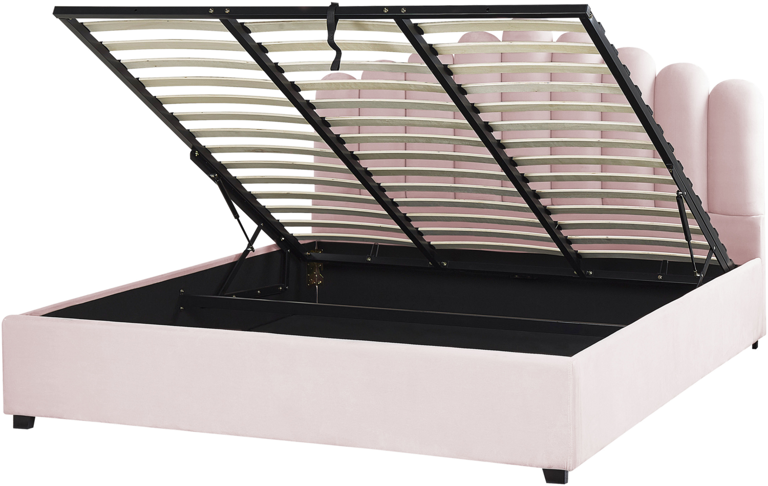 Beliani 'Vincennes' Polsterbett mit Stauraum, Samt, Rosa, 180x200 cm Bild 1