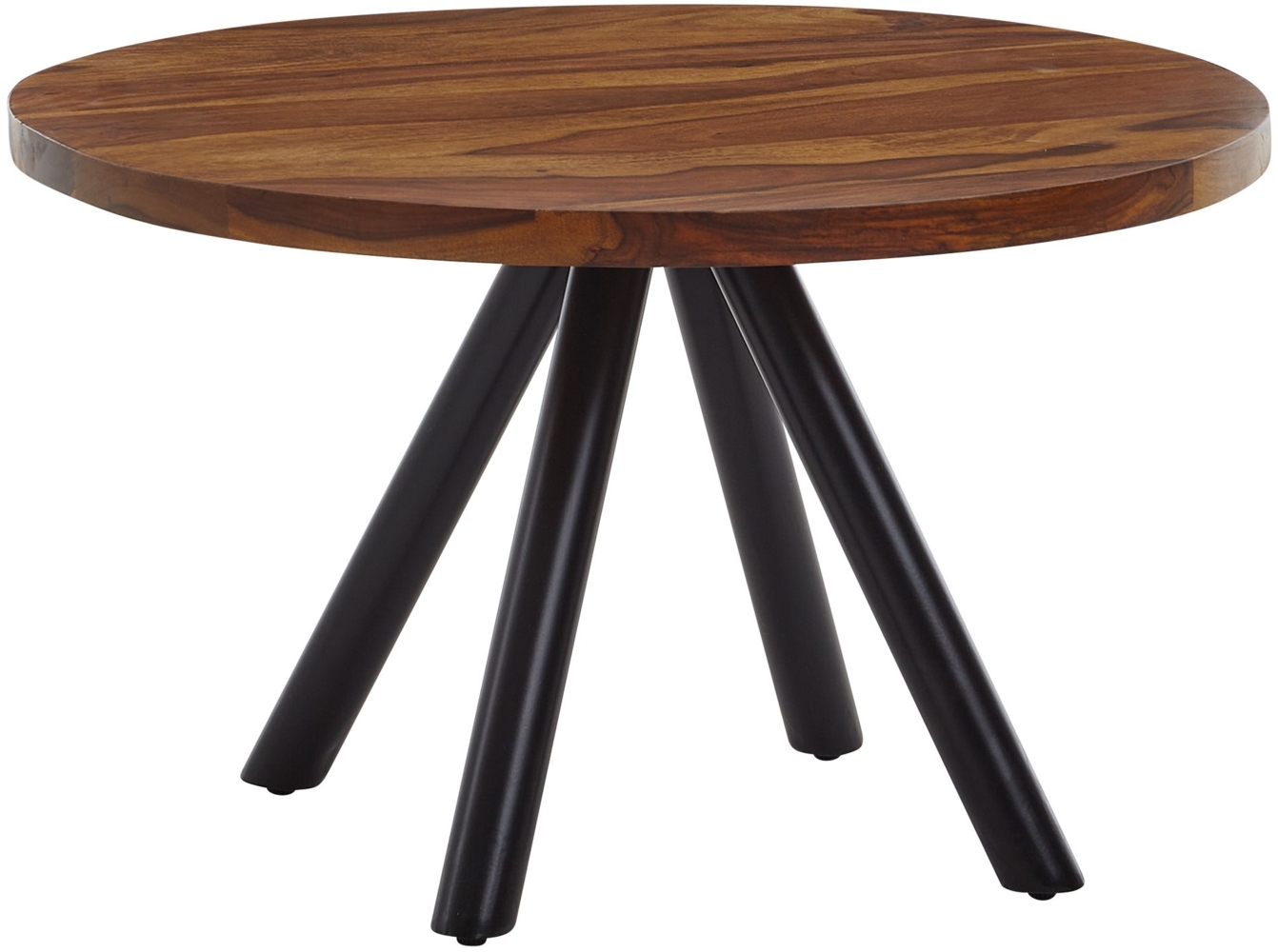 Couchtisch 60 x 60 x 35 cm Sheesham Massivholz / Metall Sofatisch Rund, Design Wohnzimmertisch Kaffeetisch Massiv, Kleiner Tisch Beistelltisch Wohnzimmer Modern Bild 1