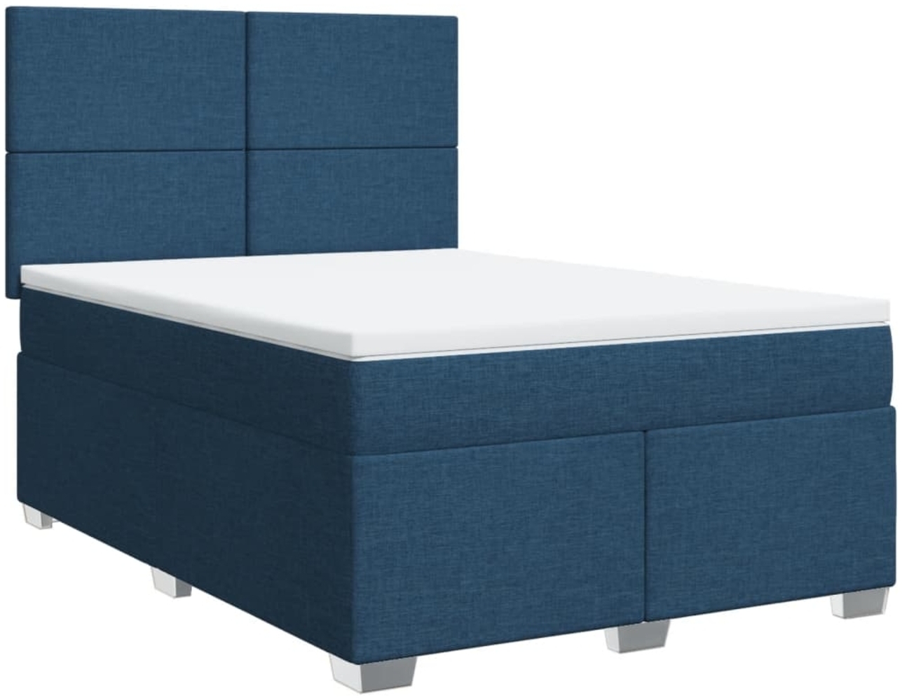 vidaXL Boxspringbett mit Matratze Blau 140x190 cm Stoff 3290482 Bild 1