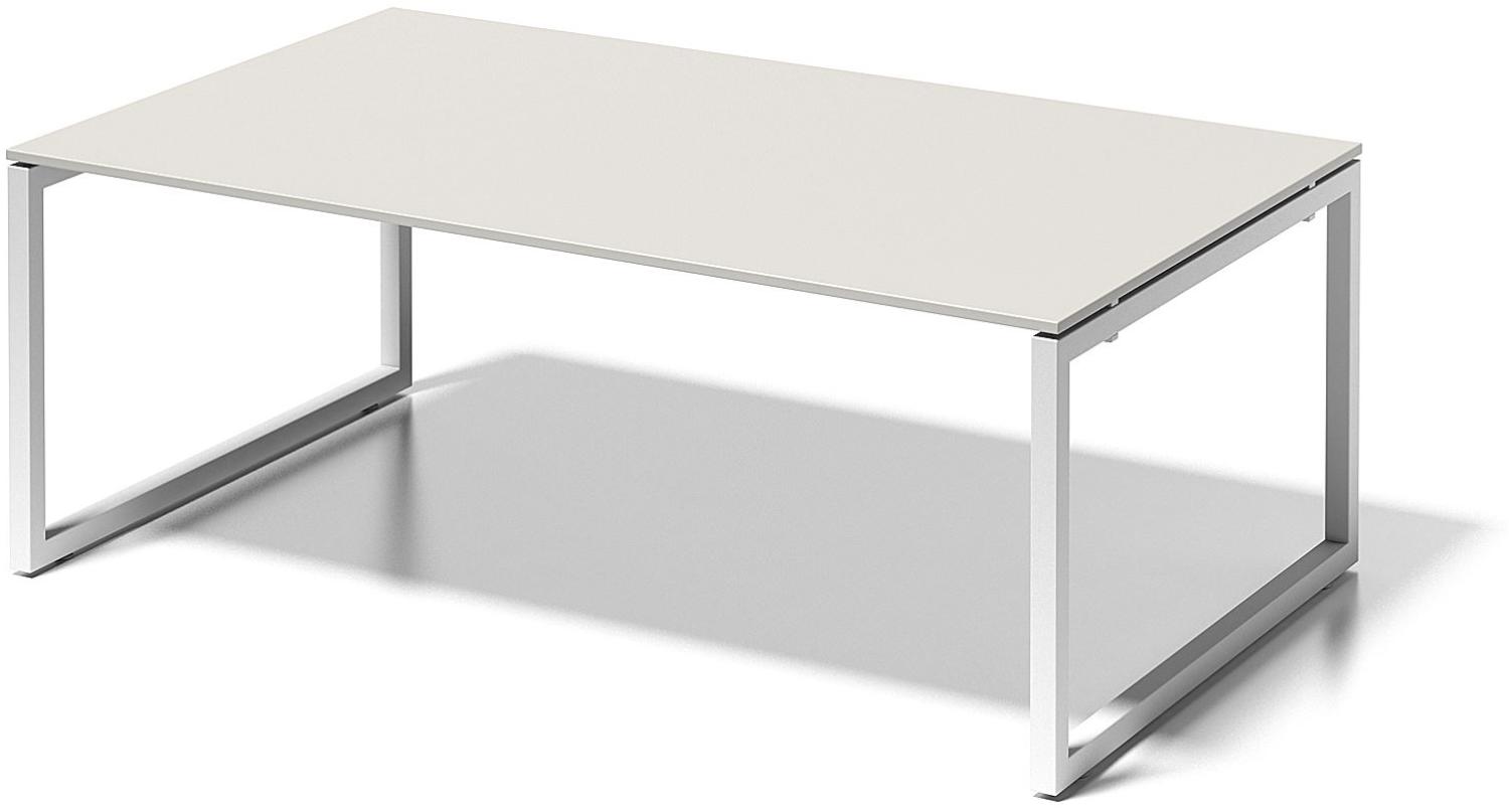 Cito Chefarbeitsplatz/Konferenztisch, 740 mm höhenfixes O-Gestell, H 19 x B 2000 x T 1200 mm, Dekor grauweiß, Gestell verkehrsweiß Bild 1