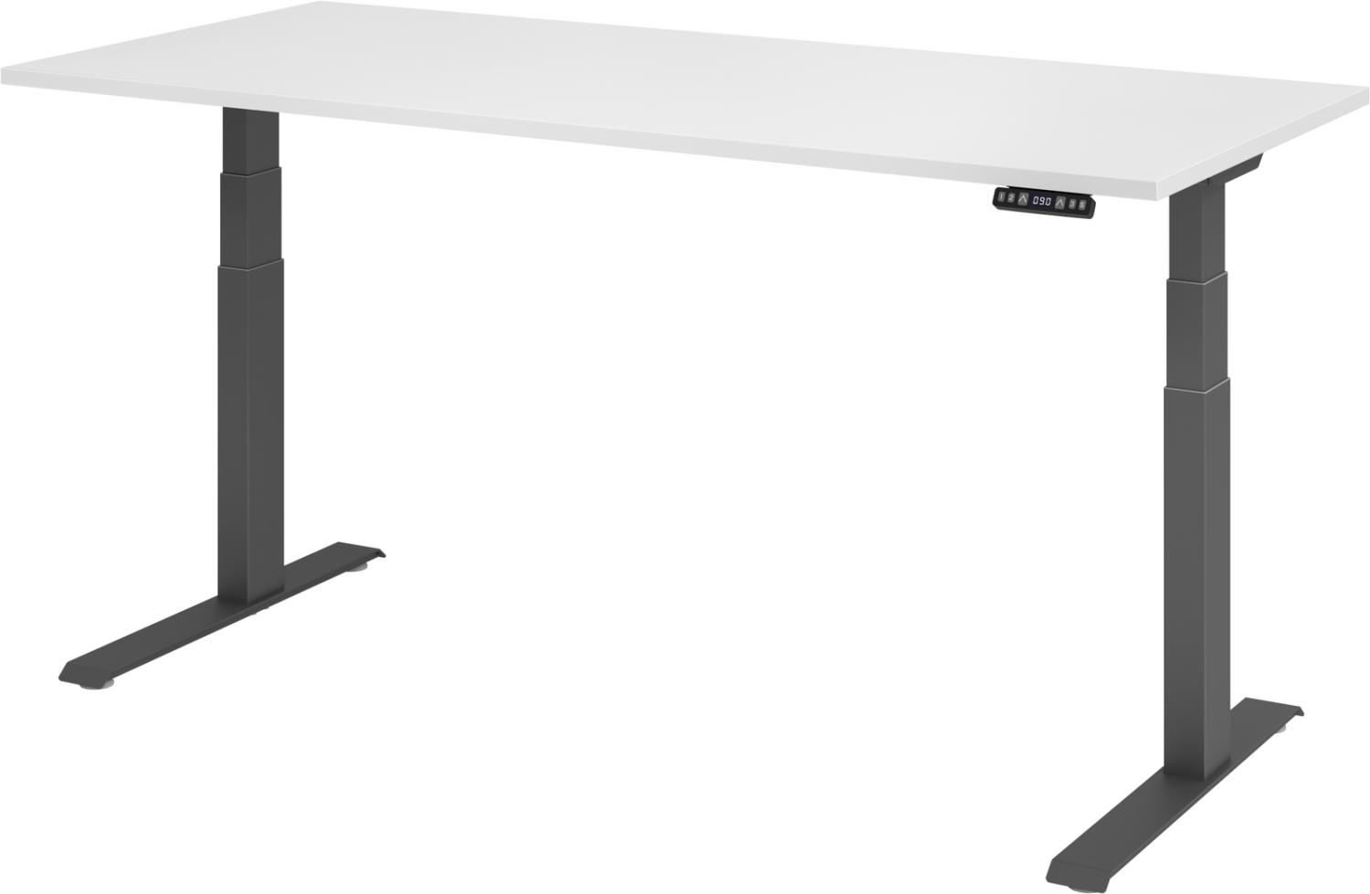 bümö elektrisch höhenverstellbarer Schreibtisch 180x80 cm in weiß, Gestell graphit mit Memory-Steuerung, elektrischer Bürotisch höhenverstellbar Gaming Tisch, XDKB19-W-G Bild 1