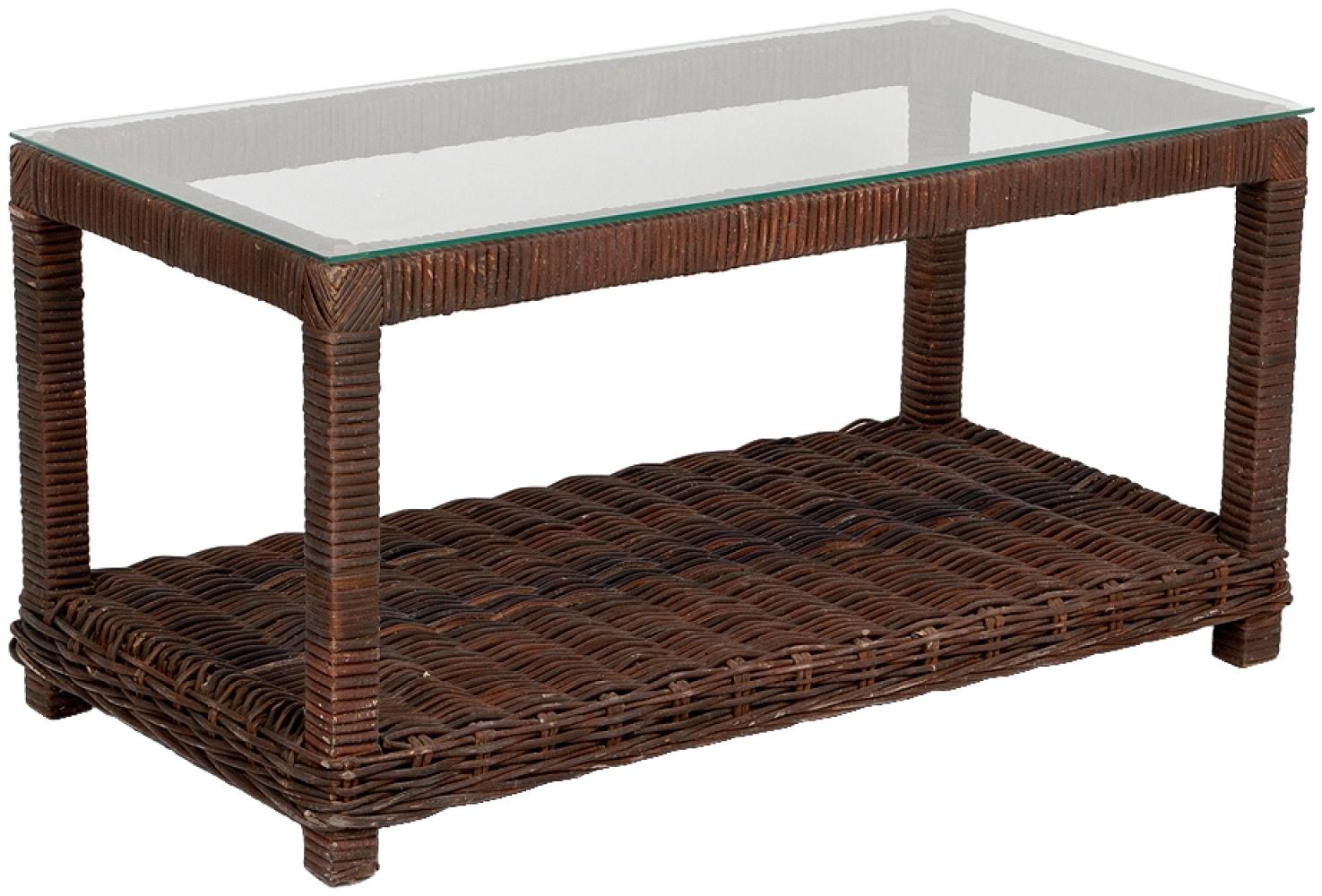 Lounge Couchtisch LIVING Natural Brown Kubu-Grey Rattan mit Glasplatte ca.L100cm Bild 1