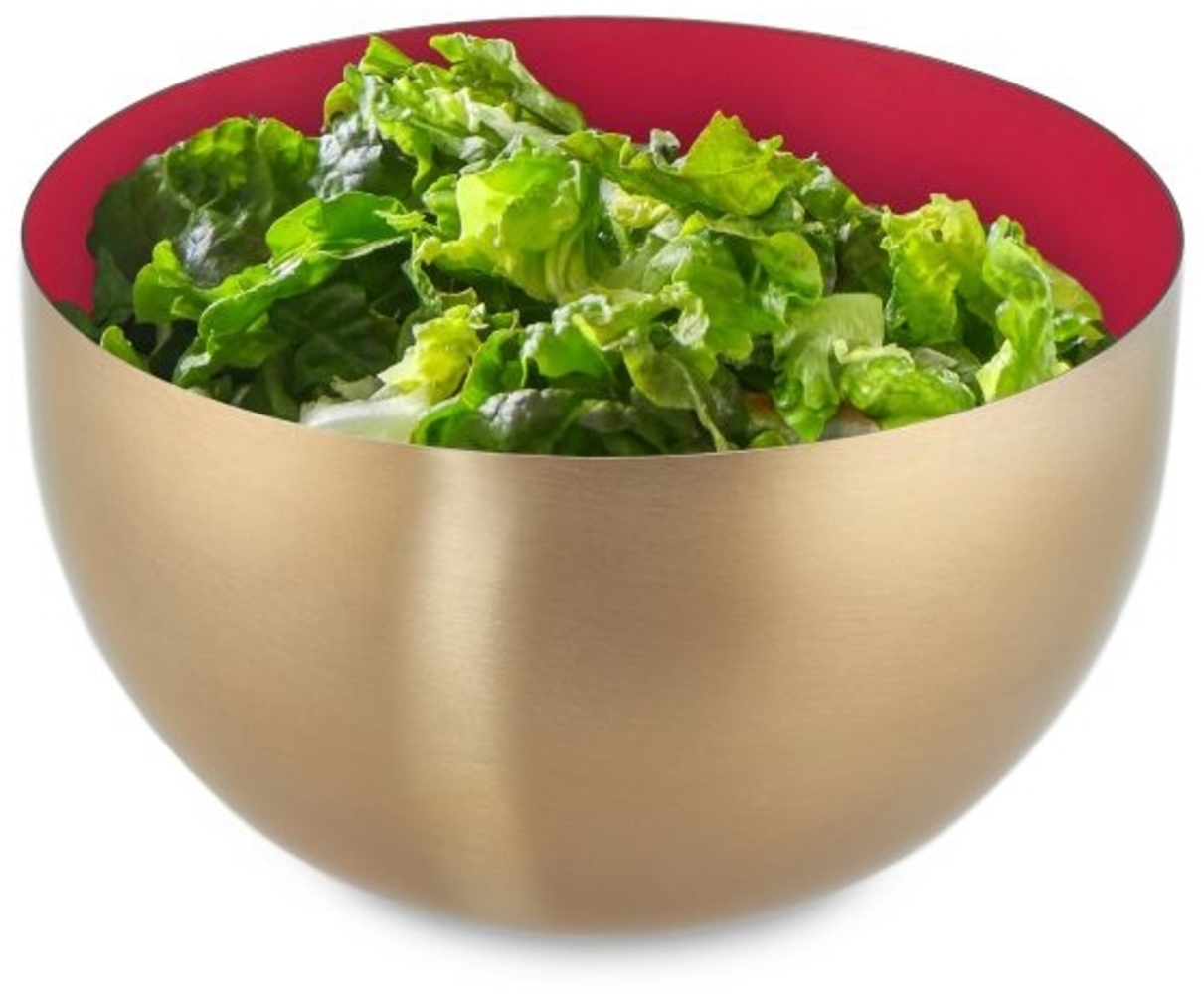 3 x Salatschüssel Edelstahl rot-gold Bild 1