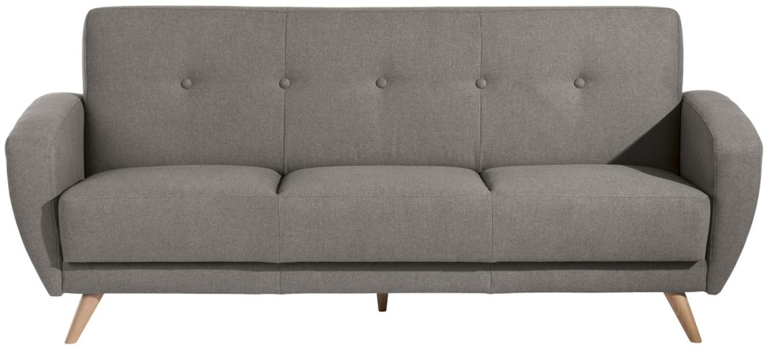 Jerry Sofa 3-Sitzer mit Bettfunktion Samtvelours Grau Buche Natur Bild 1