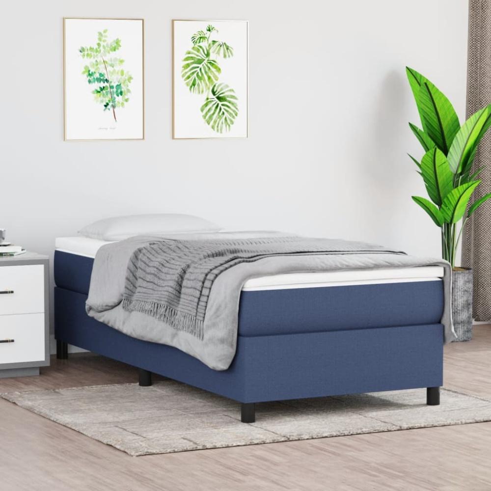 vidaXL Boxspringbett mit Matratze Blau 100x200 cm Stoff 3144405 Bild 1