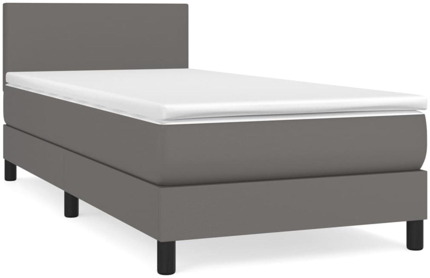 vidaXL Boxspringbett mit Matratze Grau 100x200 cm Kunstleder 3140991 Bild 1