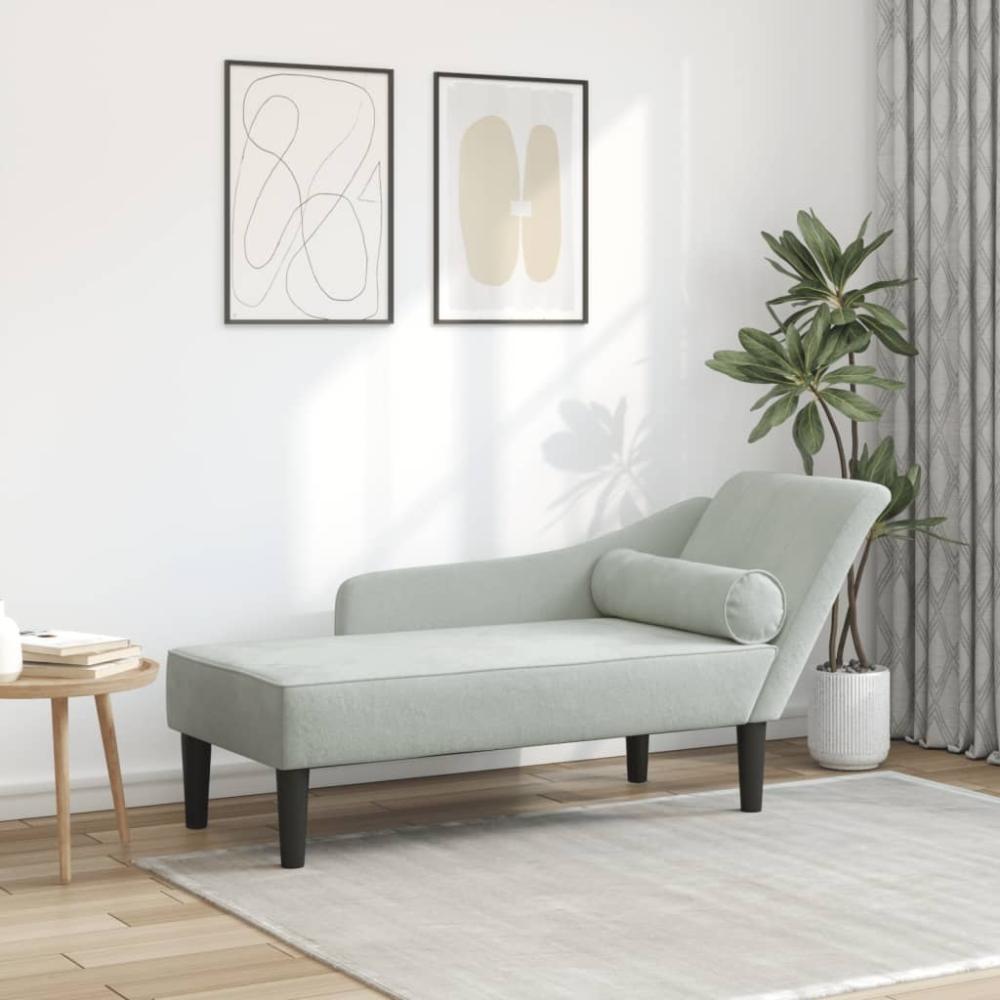 vidaXL Chaiselongue mit Kissen Hellgrau Samt Bild 1