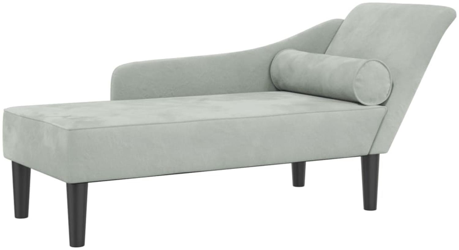vidaXL Chaiselongue mit Kissen Hellgrau Samt Bild 1
