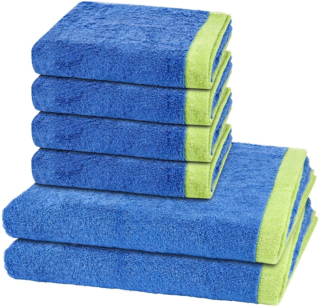 Cawö Lifestyle Splash 6 tlg. Frottier-Set - 4 X Handtuch (50 X 100cm), 2 X Duschtuch (70 X 140cm) - 522 g/m2 - Capri / pistazie Bild 1
