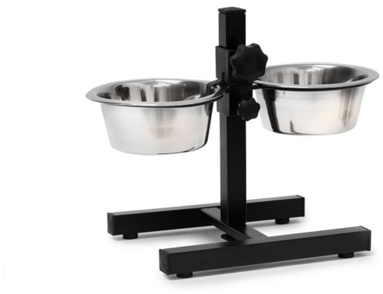 Relaxdays Futterstation Hund rutschfest, höhenverstellbar 0,8l, Edelstahl silber, 27 x 36 x 21,5 cm Bild 1