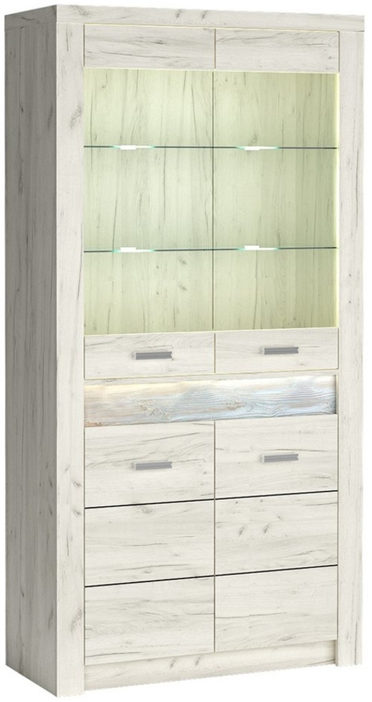Lomadox Vitrine INGENIO-161 Standvitrine Wohnzimmerschrank modern mit LED Beleuchtung in weiß Bild 1