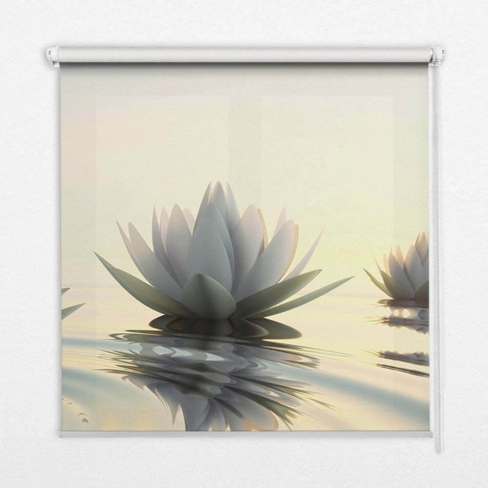 Rollo für Fenster mit Aufdruck Lotus Blume, Tulup, halbtransparent, Verschraubung, Bedruckt Bild 1