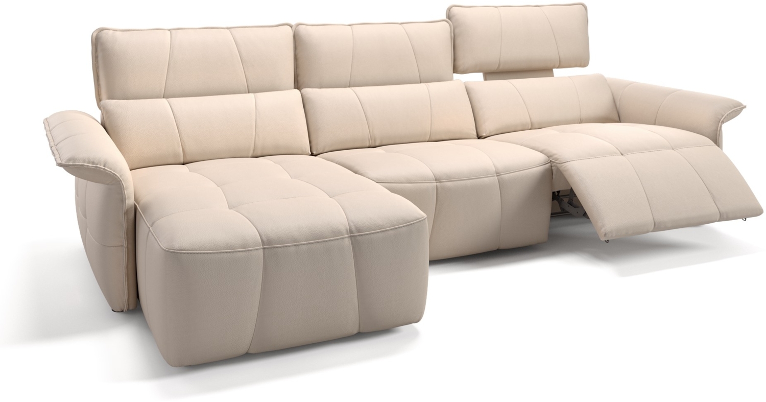 Sofanella Ecksofa ADRIA Ledersofa Eckcouch Echtleder in Creme Bild 1