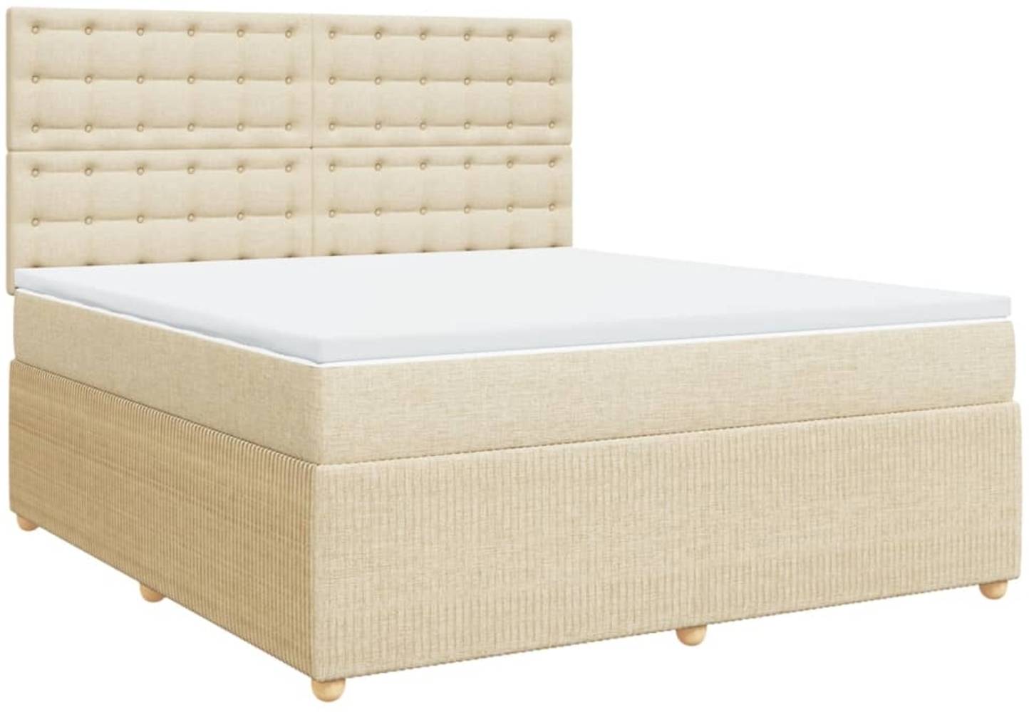 vidaXL Boxspringbett mit Matratze Creme 180x200 cm Stoff 3292154 Bild 1