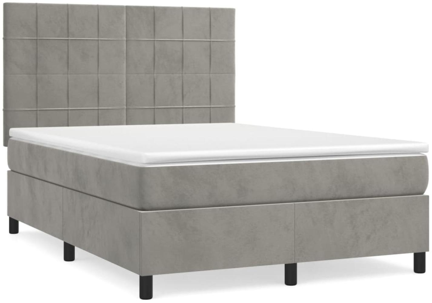 vidaXL Boxspringbett mit Matratze Hellgrau 140x190 cm Samt 3143019 Bild 1