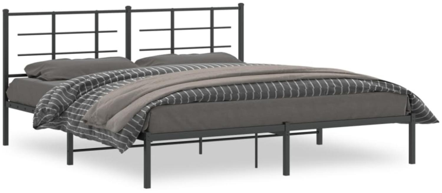 vidaXL Bettgestell mit Kopfteil Metall Schwarz 183x213 cm 355566 Bild 1