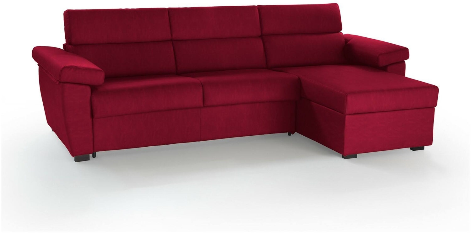 Dmora Schlafsofa mit Halbinsel Priverno, Wandelbares Ecksofa für das Wohnzimmer, gepolstert, abnehmbar, 100 % Made in Italy-Qualität, 285x160 h100 cm, Rot Bild 1