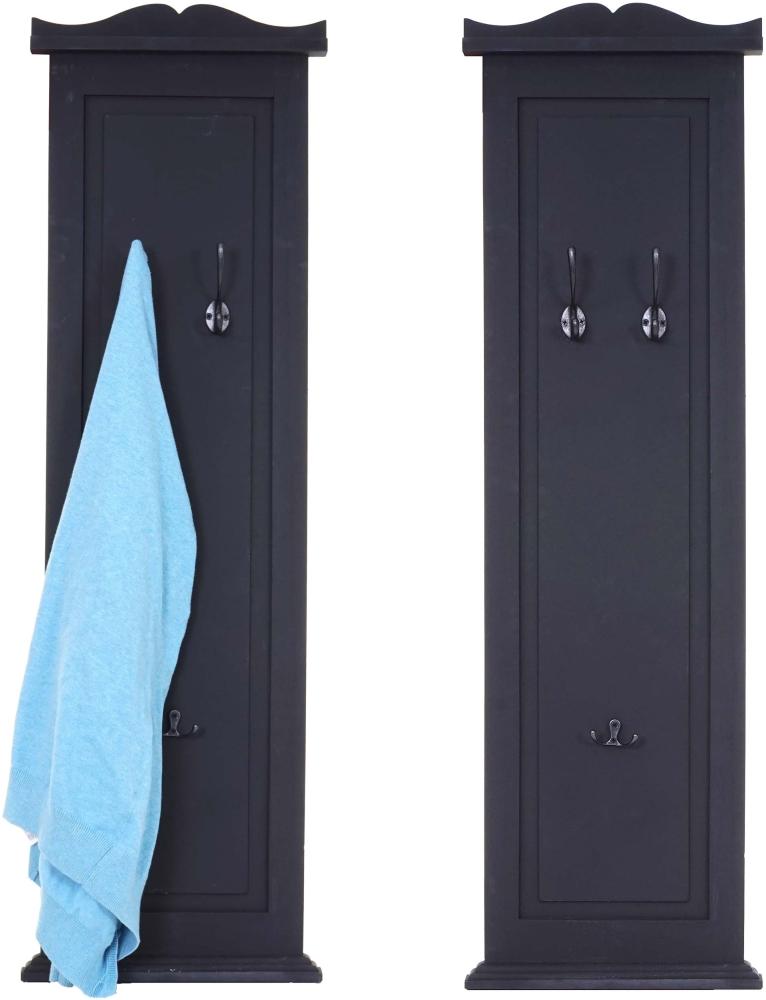 2er-Set Garderobe T33, Wandgarderobe Garderobenpaneel, Wandhaken Holz 109x28x4cm ~ dunkelgrau lackiert Bild 1