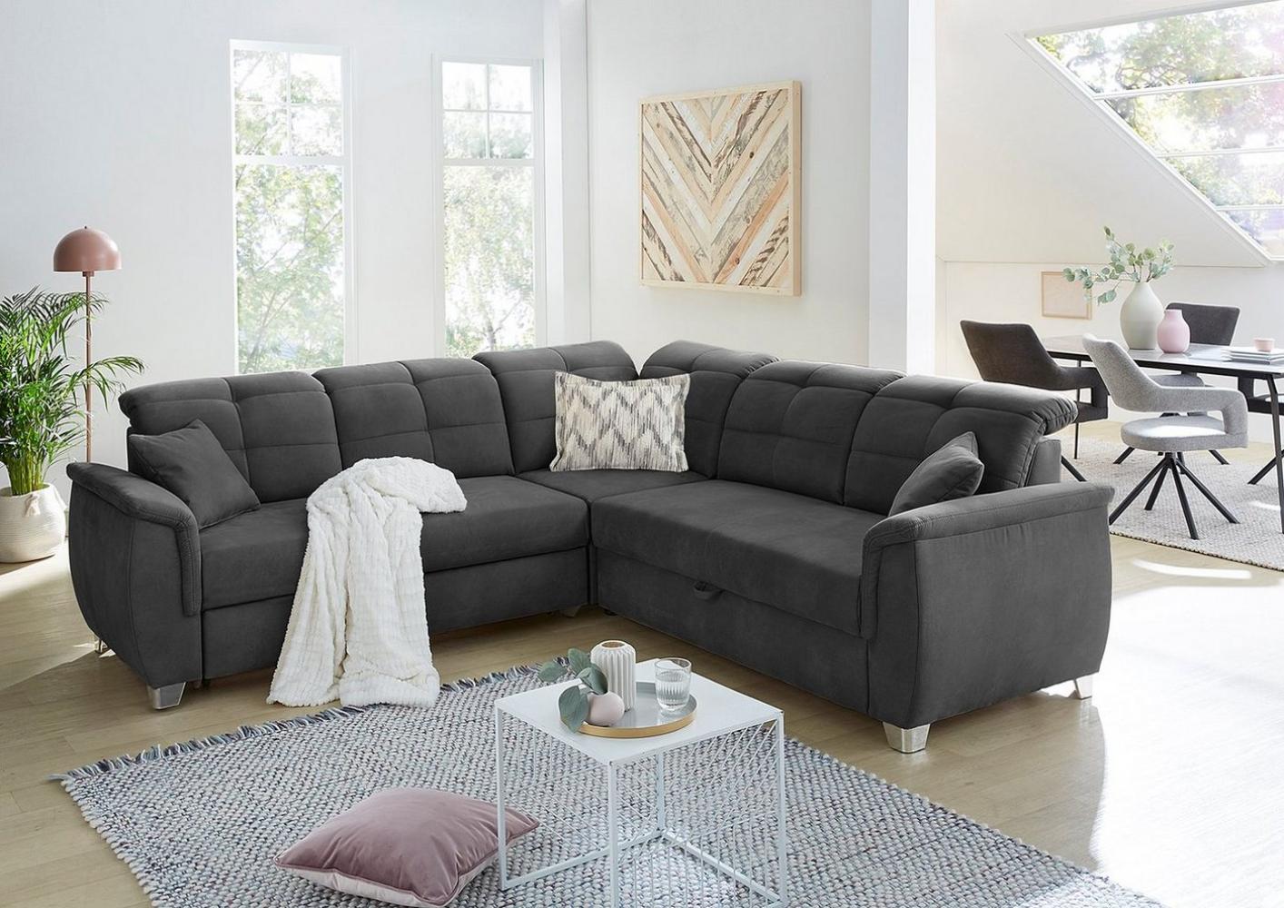 Jockenhöfer Gruppe Ecksofa Udine L-Form, 6 individuell, verstellbaren Kopfteilen, Gästebett- und Relaxfunktion Bild 1