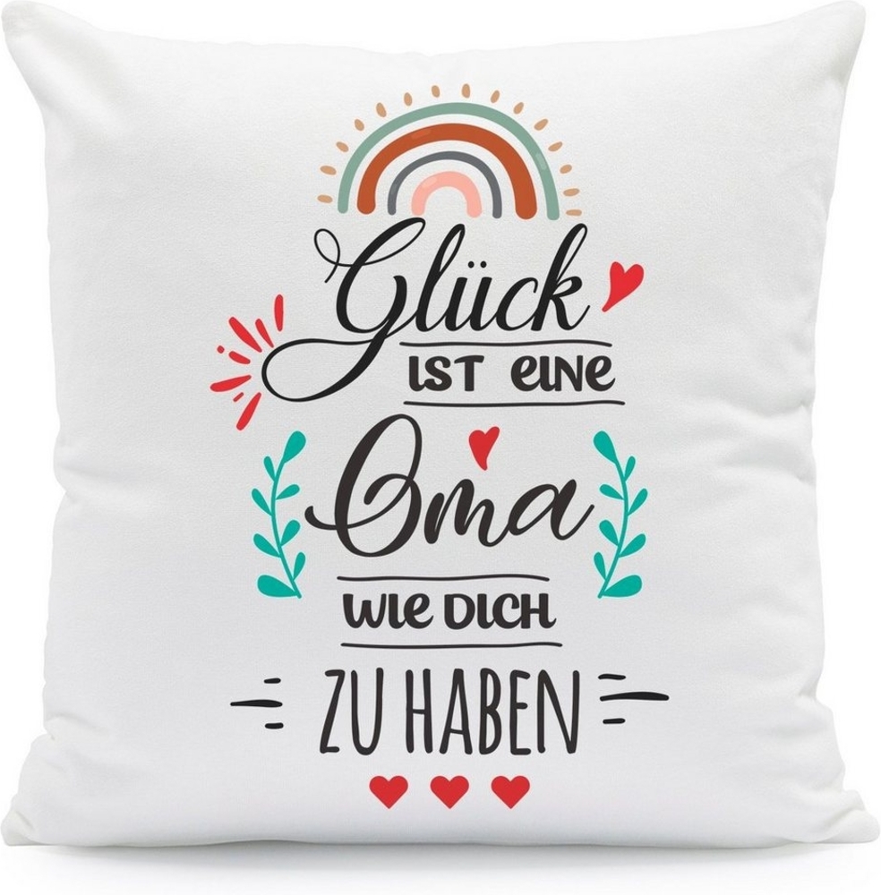 GRAVURZEILE Zierkissen mit Spruch - Glück ist - Geschenk für Freunde & Familie -, starke Farben ohne verblassen - Oma - ohne Füllung Bild 1