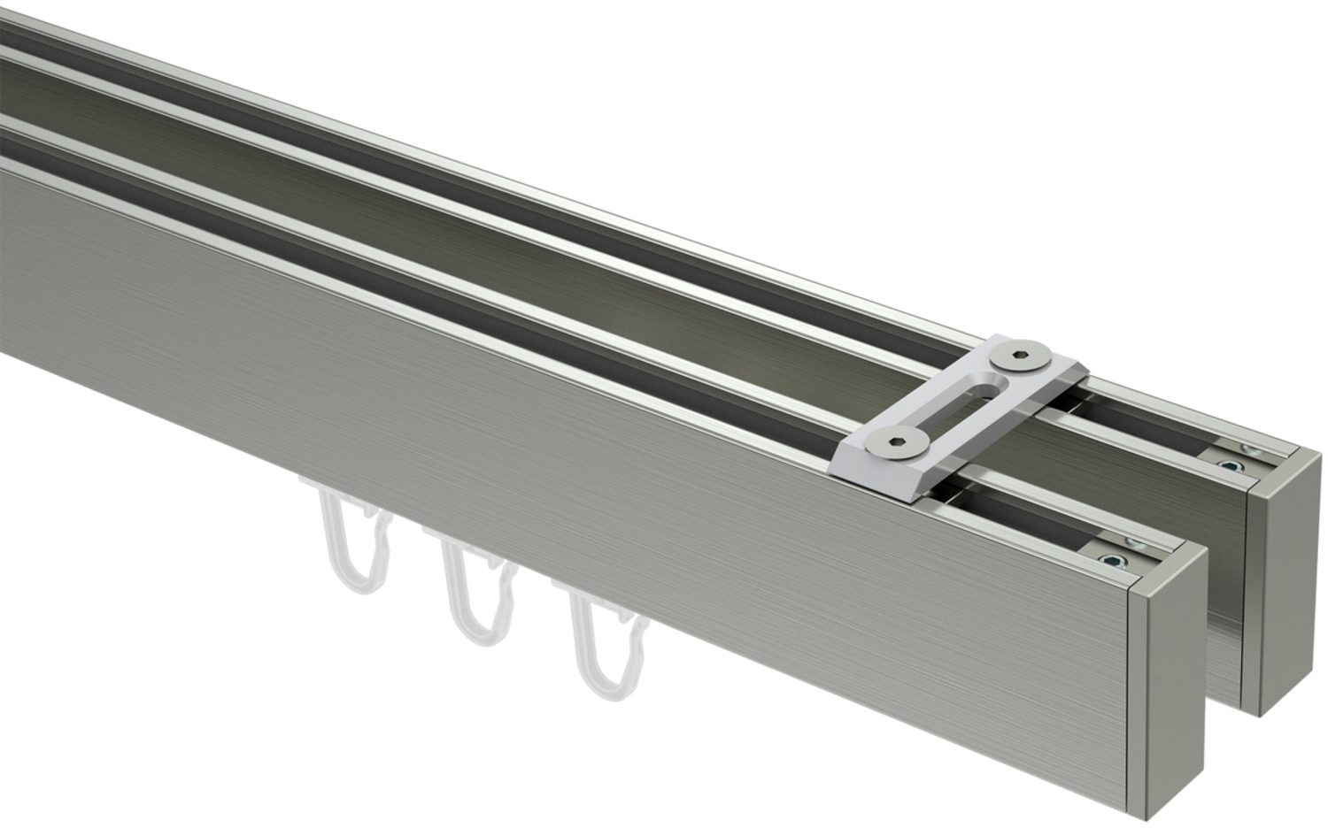 Innenlauf-Gardinenstangen-Set Smartline Paxo 300 cm (geteilt in 3 x 100 cm), 2-läufig, 14x35 mm Edelstahl-Optik Bild 1