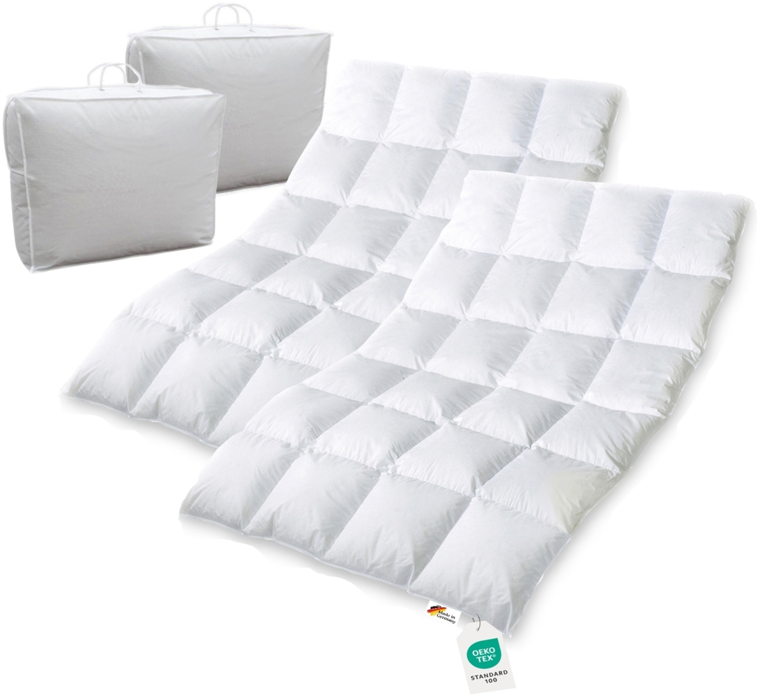 2x 1600g neue sibirische Daunen Federn Bettdecke Daunendecke 135x200 Bild 1