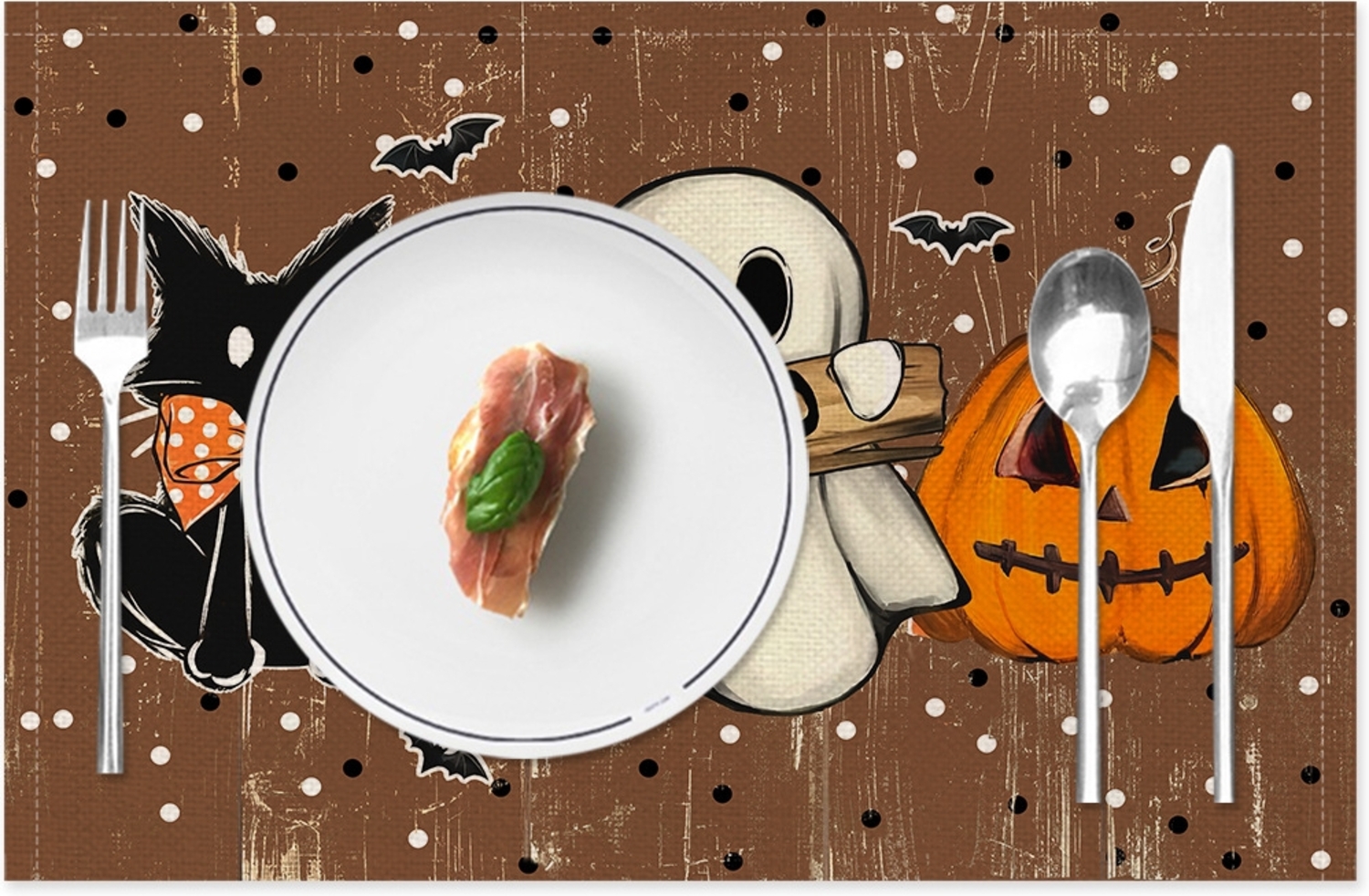 Halloween-Tischsets und Tischläufer aus Leinen – Tischsets 30 x 45 cm Bild 1