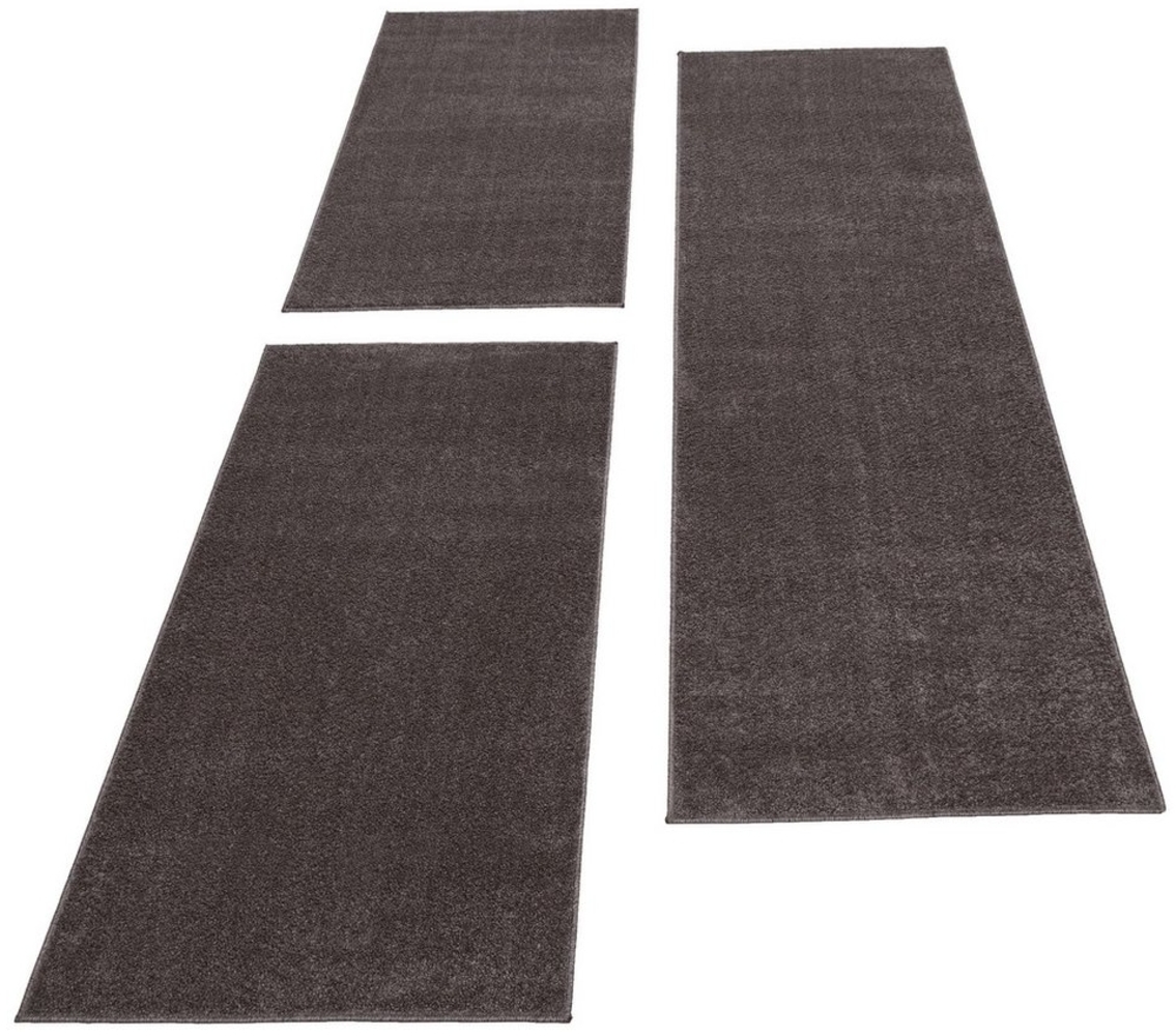 Carpettex Kurzflor-Bettumrandung Unicolor - Einfarbig, Höhe 11 mm, (Bett-Set, 3-tlg, Bettvorlage), Schlafzimmer Teppich Bettumrandung Läufer Set 3 teilig Bild 1