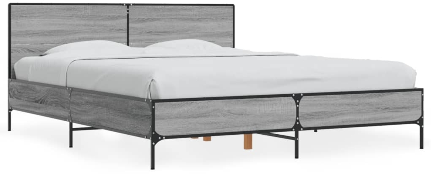 vidaXL Bettgestell Grau Sonoma 150x200 cm Holzwerkstoff und Metall 3280005 Bild 1