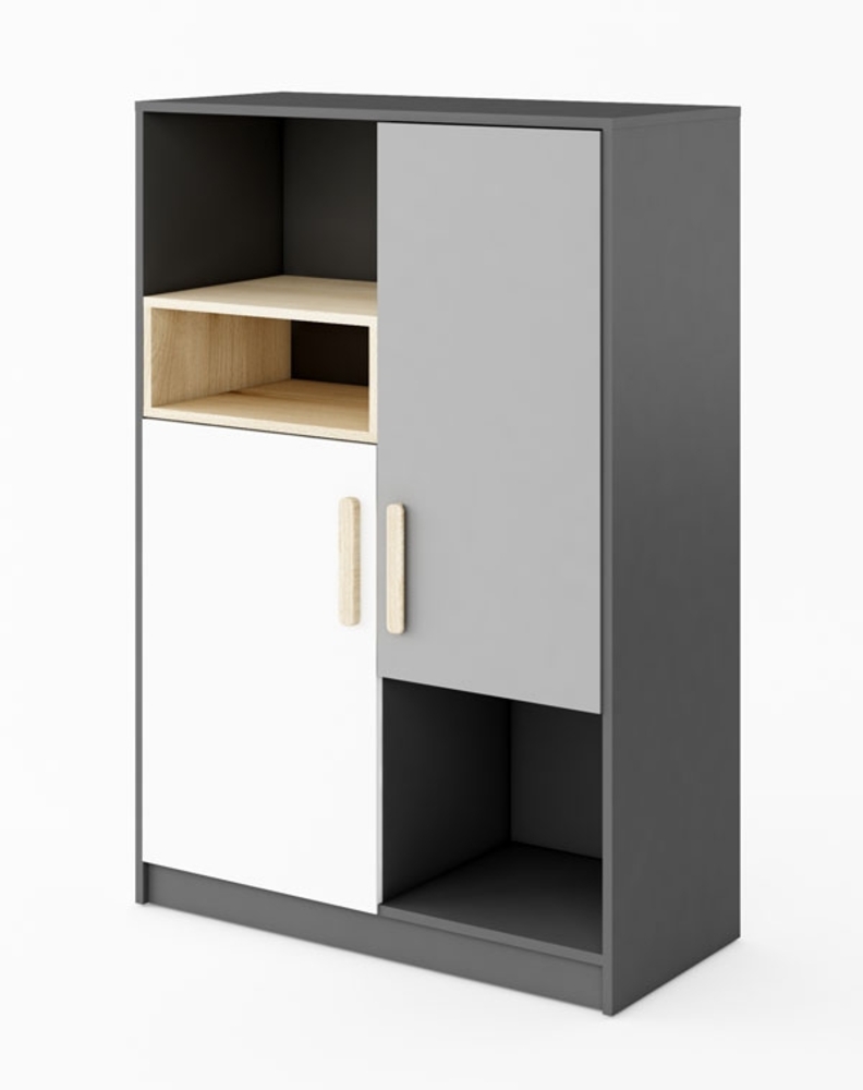 Highboard Pok Kommode 90cm graphit grau weiß Buche Ibsen Bild 1