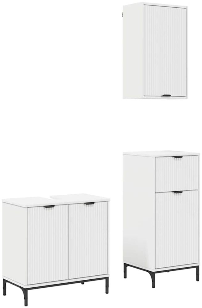 vidaXL Badezimmermöbel-Set mit Regal 3 pcs Weiß Sperrholz und Metall 3393103 Bild 1