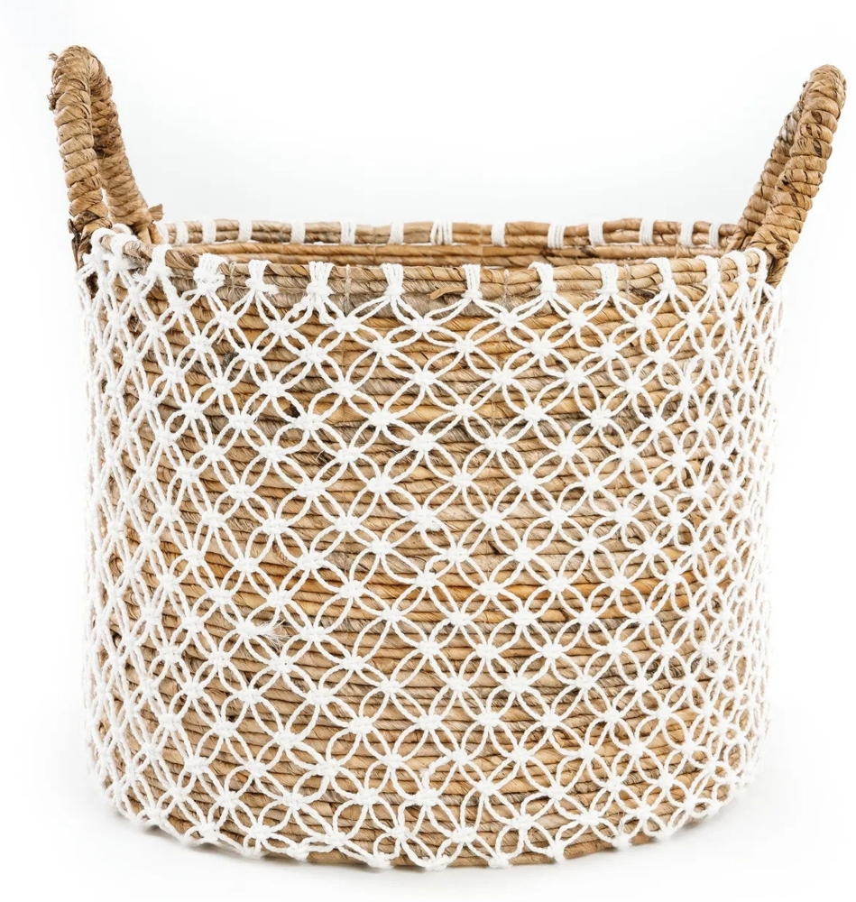 Der Gekreuzt Genähte Makramee-Korb - L - Naturweiß - 40x40x31cm Bild 1