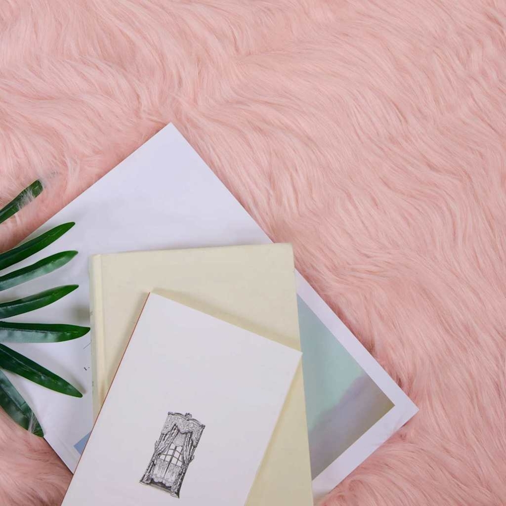 vidaXL Kunstschaffell Teppich Rosa 140 x 200 cm Polyester 42021549 Bild 1