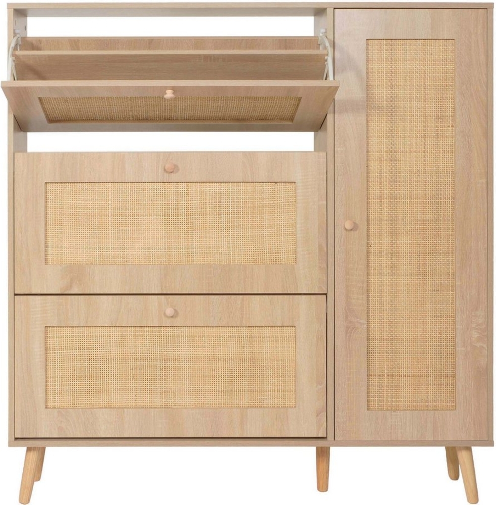 MCW Schuhkipper MCW-M37-S, Türen mit handgefertigtem natürlichen Kubu Rattan Bild 1