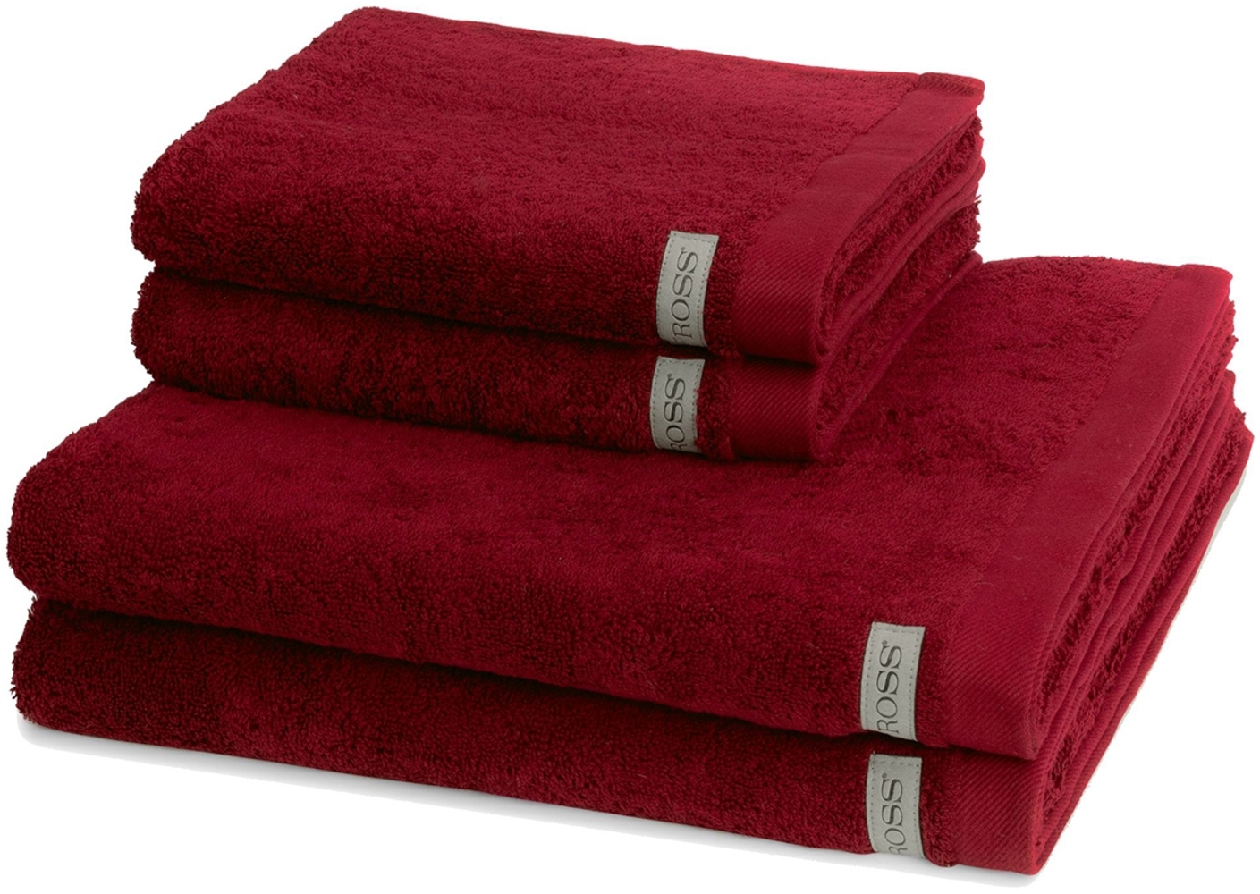 Ross Sinfonie 4 tlg. Frottier-Set - 2 X Handtuch (50 X 100cm) und 2 X Duschtuch (70 X 140cm) - 500 g/m2 - Granat Bild 1