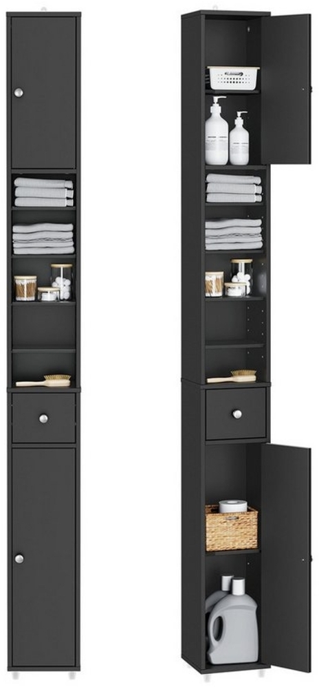 SoBuy Badkommode BZR34-II, Badschrank schmal, Badezimmermöbel, Wasserabweisender, Badzimmerschrank mit verstellbare Ablagen Badkommode schmal Badezimmer Bild 1