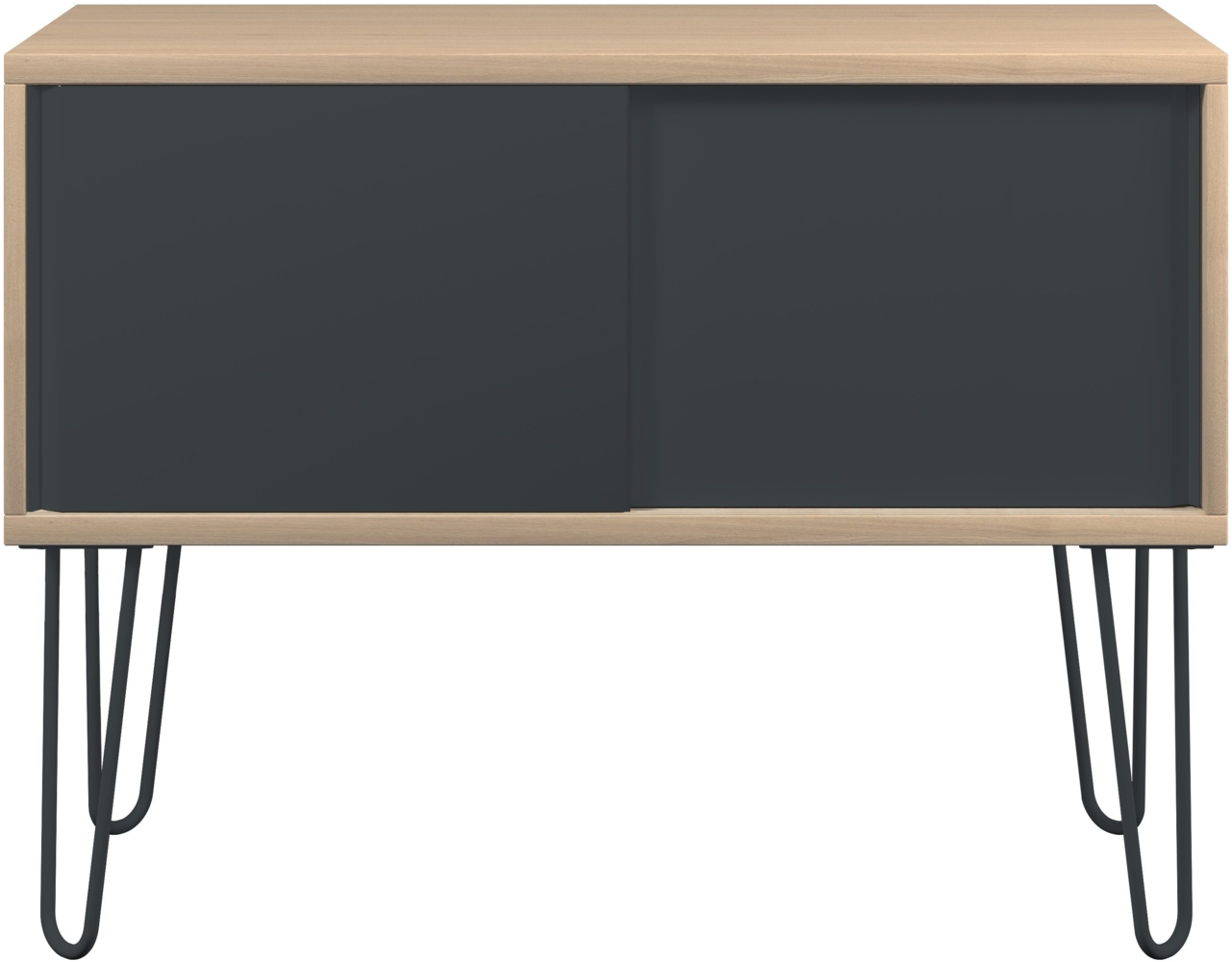 MultiRange Sideboard, natürliche Eiche, Schiebetüren aus Stahl, 4 Stahlfüße, Maße: H 752 x B 1000 x T 450 mm, Farbe: natürliche Eiche/anthrazitgrau Bild 1